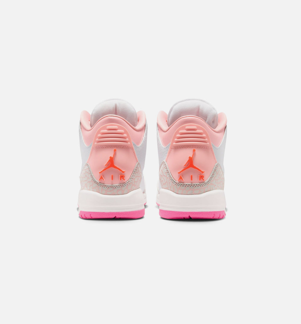 Air Jordan 3 Retro Spring Flowers Grade School 生活方式鞋 - Pearl Pink/Pink Bloom/Pink Glow/Hyper Orange