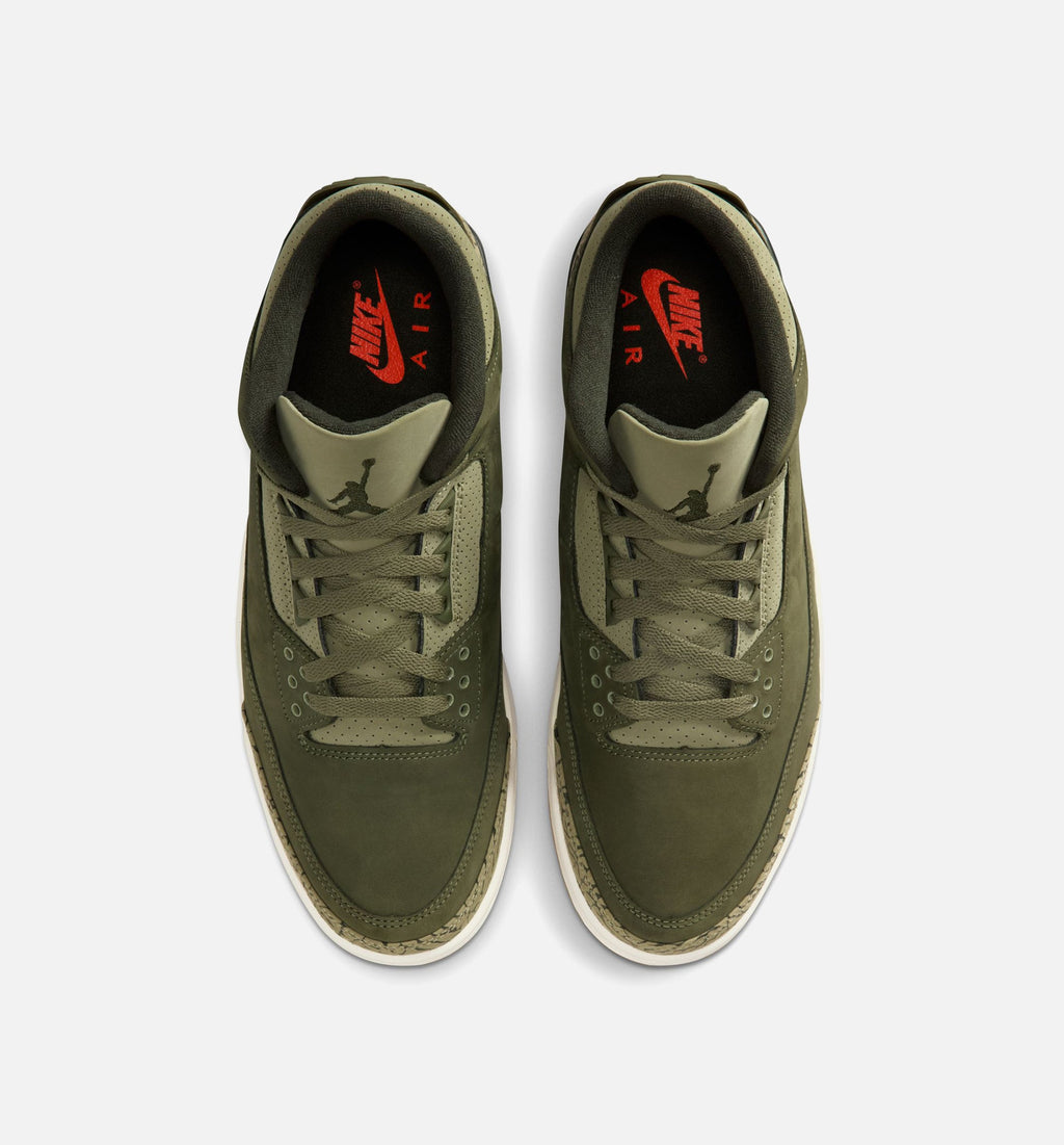 Air Jordan 3 Retro Medium Olive 男款生活方式鞋 - Medium Olive/Sequoia/Neutral Olive/Sail/Total Crimson
