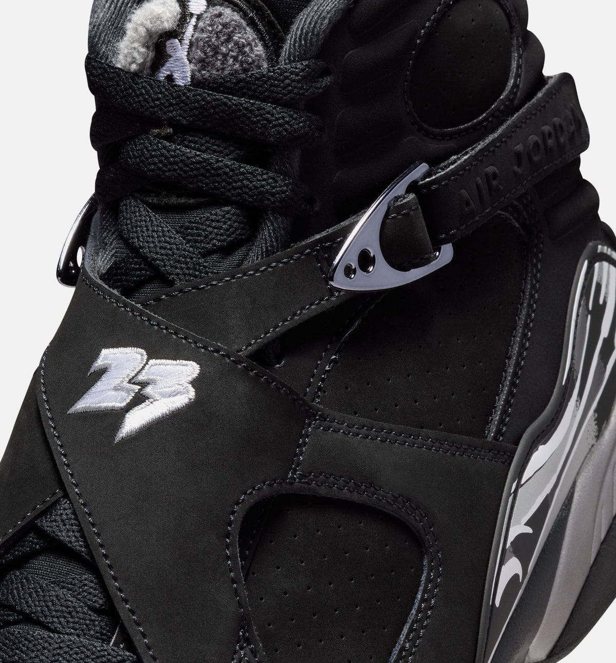 Air Jordan 8 Retro Chrome Black And Light Graphite 男款生活方式鞋 - Black/White/Light Graphite